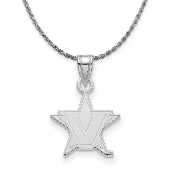 Sterling Silver Vanderbilt U. Large Initial V Necklace - 22...